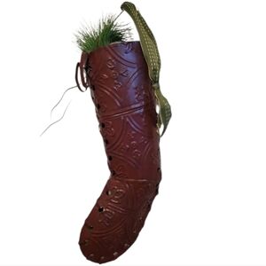 Metal Stocking Wall Pocket for Holiday Winter Primitive Decor Door Hanger